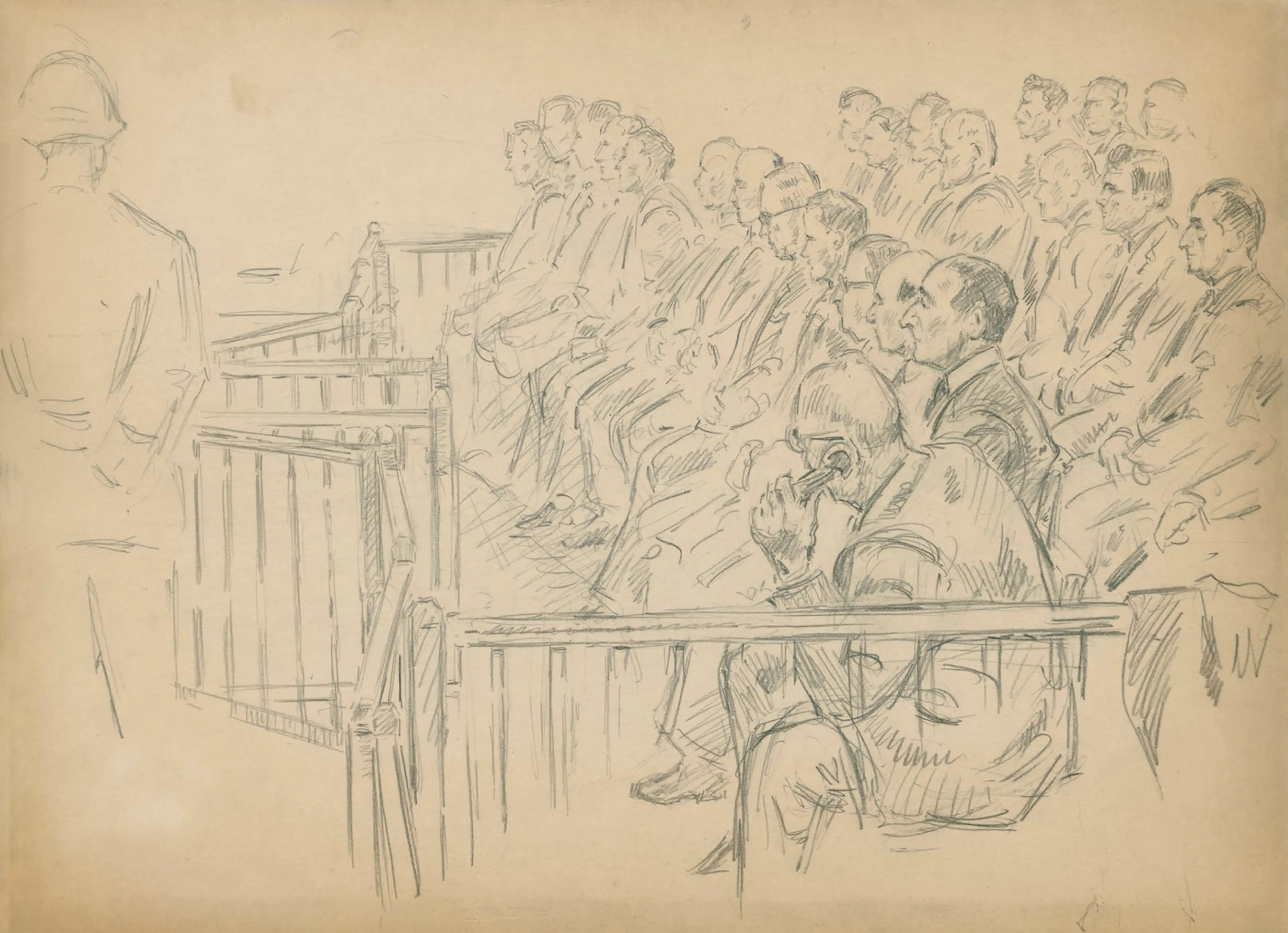 Yassıada Trials, sketch (1960-1961) SALT Research, Sabiha Rüştü Bozcalı Archive