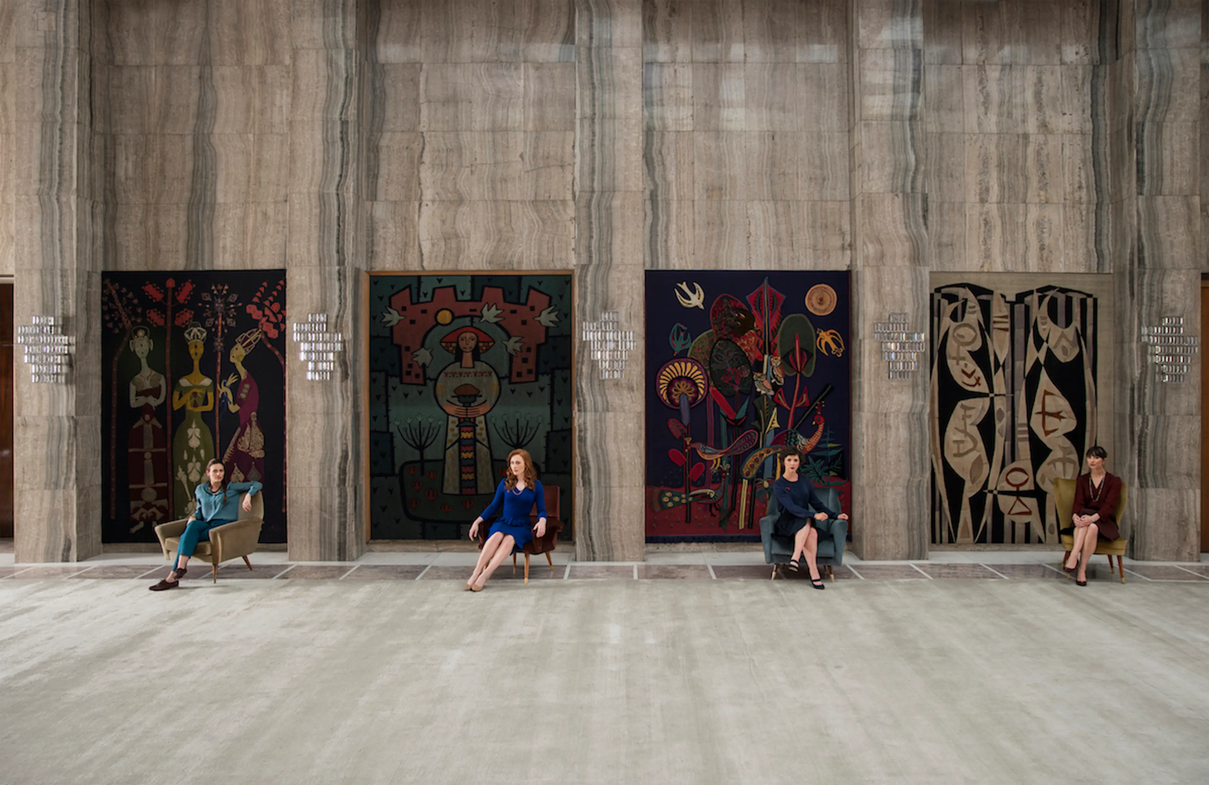 Production still by Ivan Petrović, from the video work Tear Down and Rebuild (2015) by Jasmina Cibic