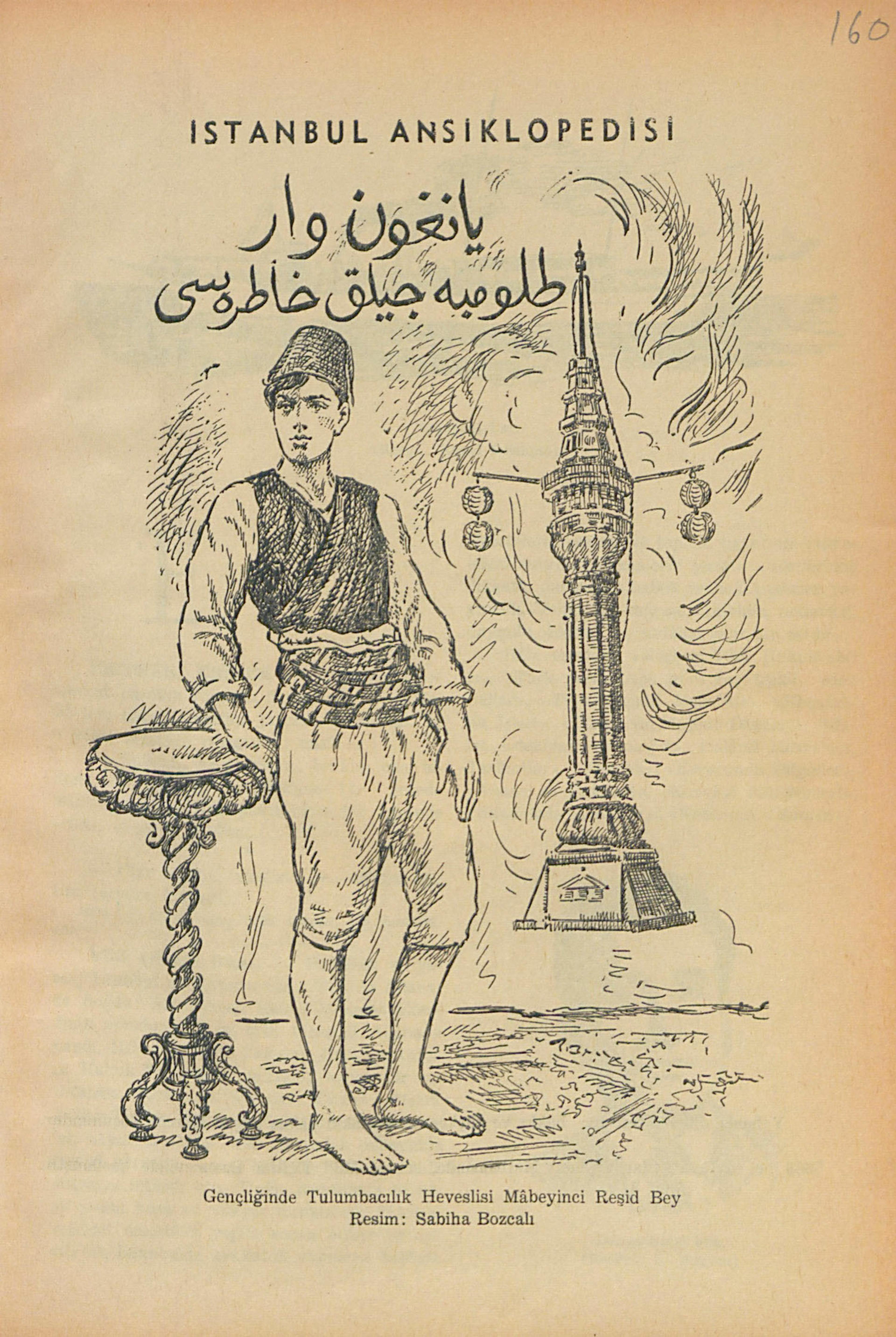 “Gençliğinde Tulumbacılık Heveslisi Mâbeyinci Reşid Bey”, Sabiha Bozcalı çizimi, İstanbul Ansiklopedisi , Cilt: 10, 1971