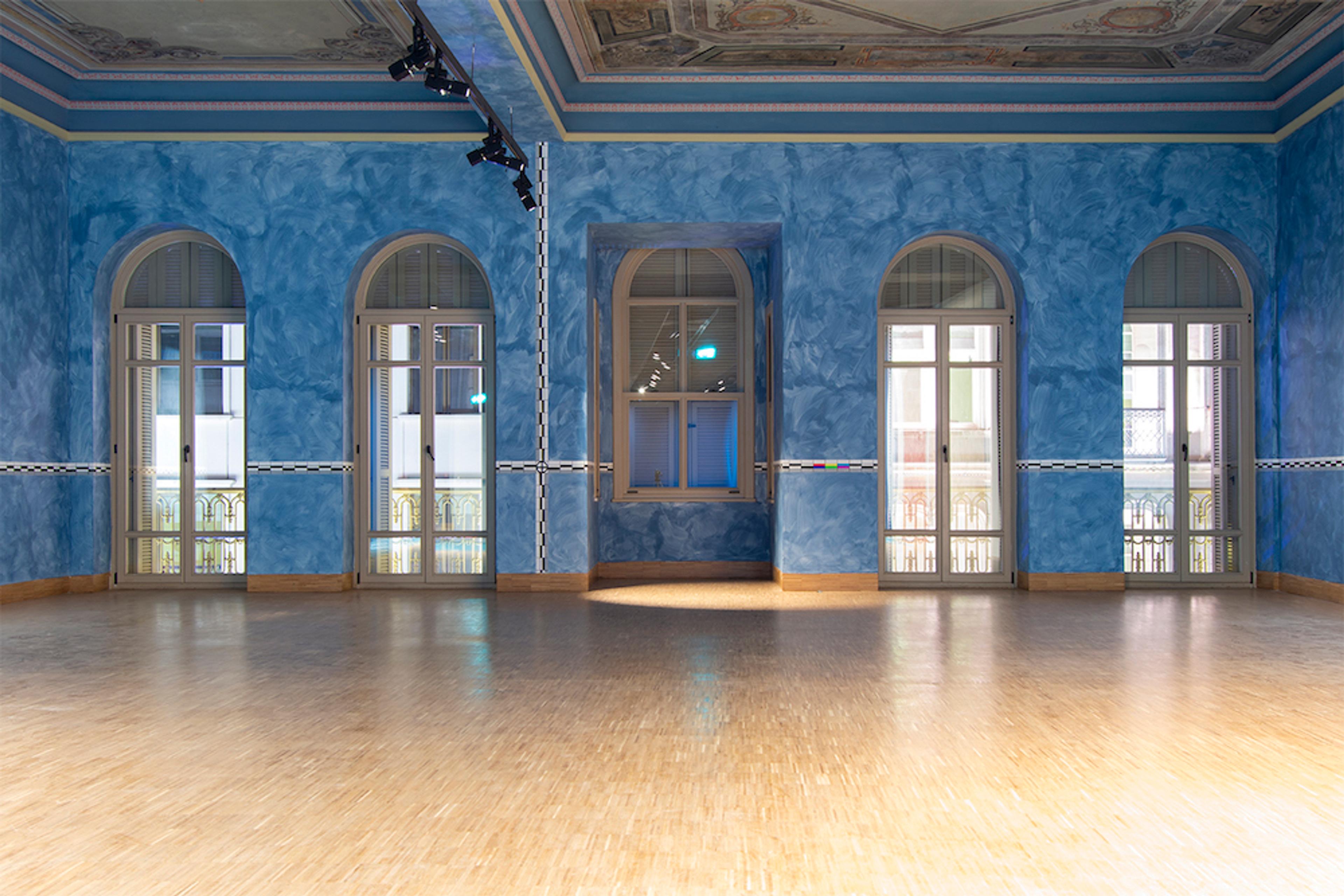 Detail from Navine G. Khan-Dossos' Scenes from a Pre-Crime (Performance for Security Guards) , 2018 The Universe Flickers , SALT Beyoğlu Photo: Mustafa Haznceci, August 2018