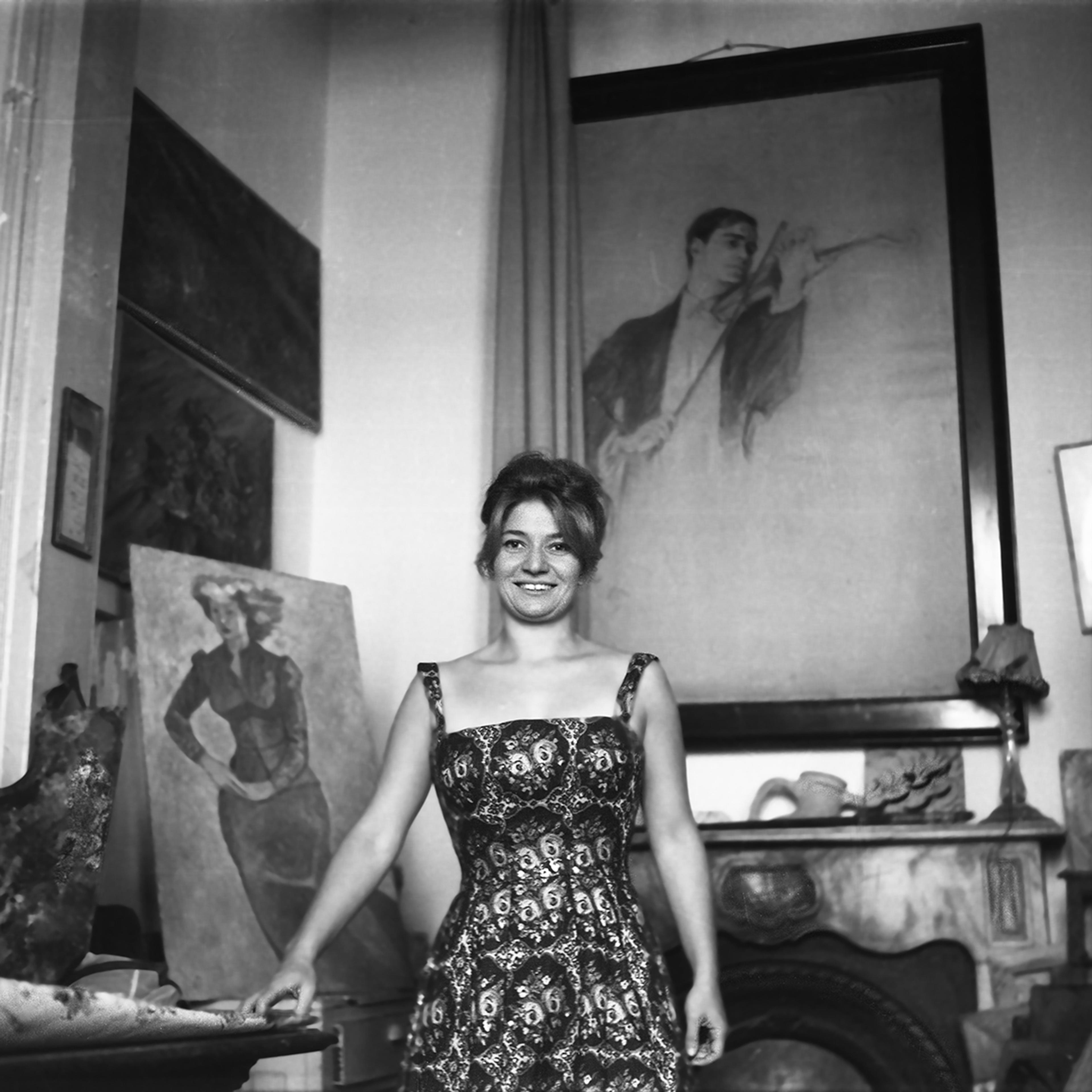 Ayla Erduran, Aliye Berger'in İstanbul, Narmanlı Han'daki atölyesinde Fotoğraf: Eliza Day SALT Araştırma, Eliza Day Arşivi
