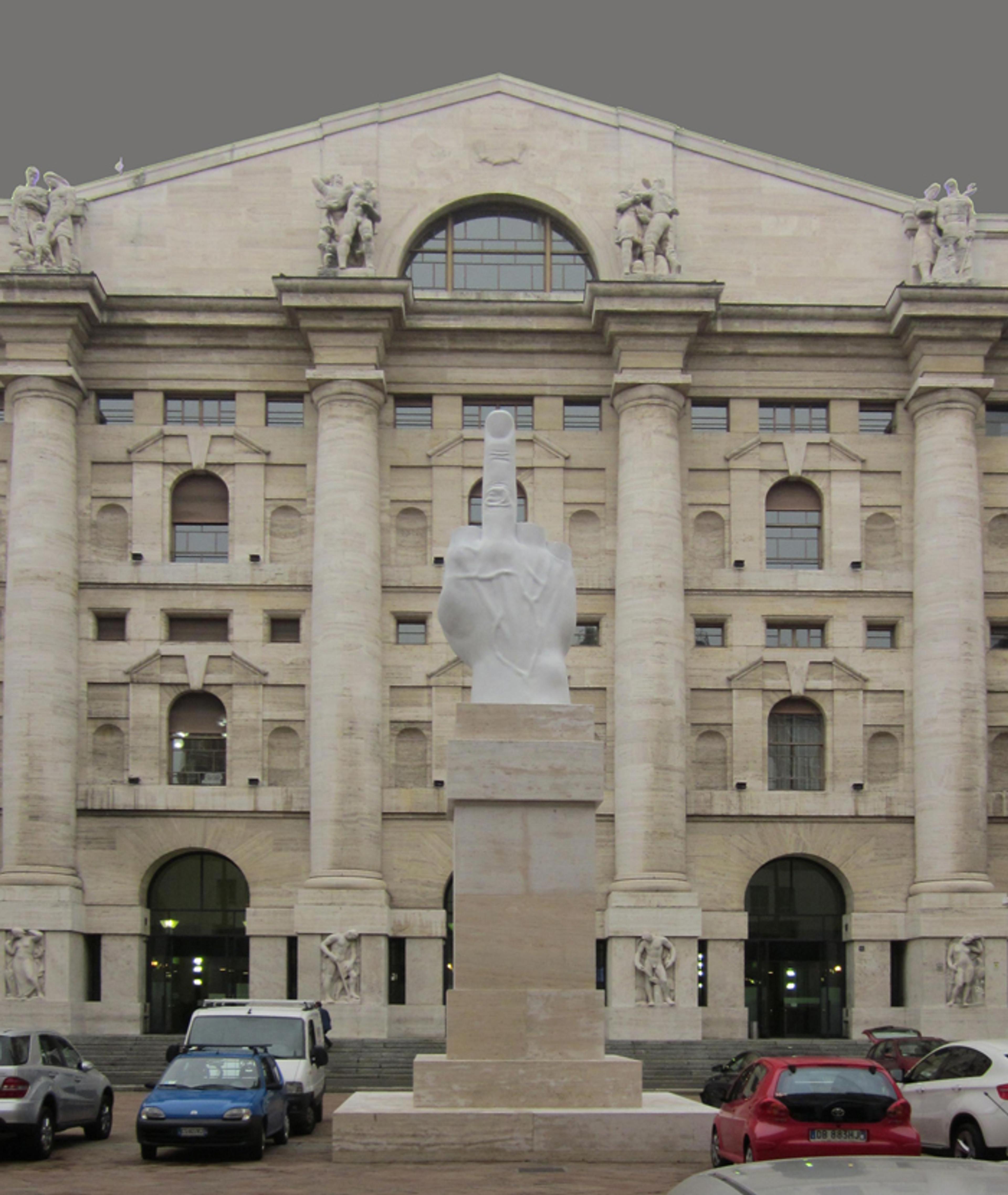 L.O.V.E. by Maurizio Cattelan, Milano, Piazza degli Affari, 2010