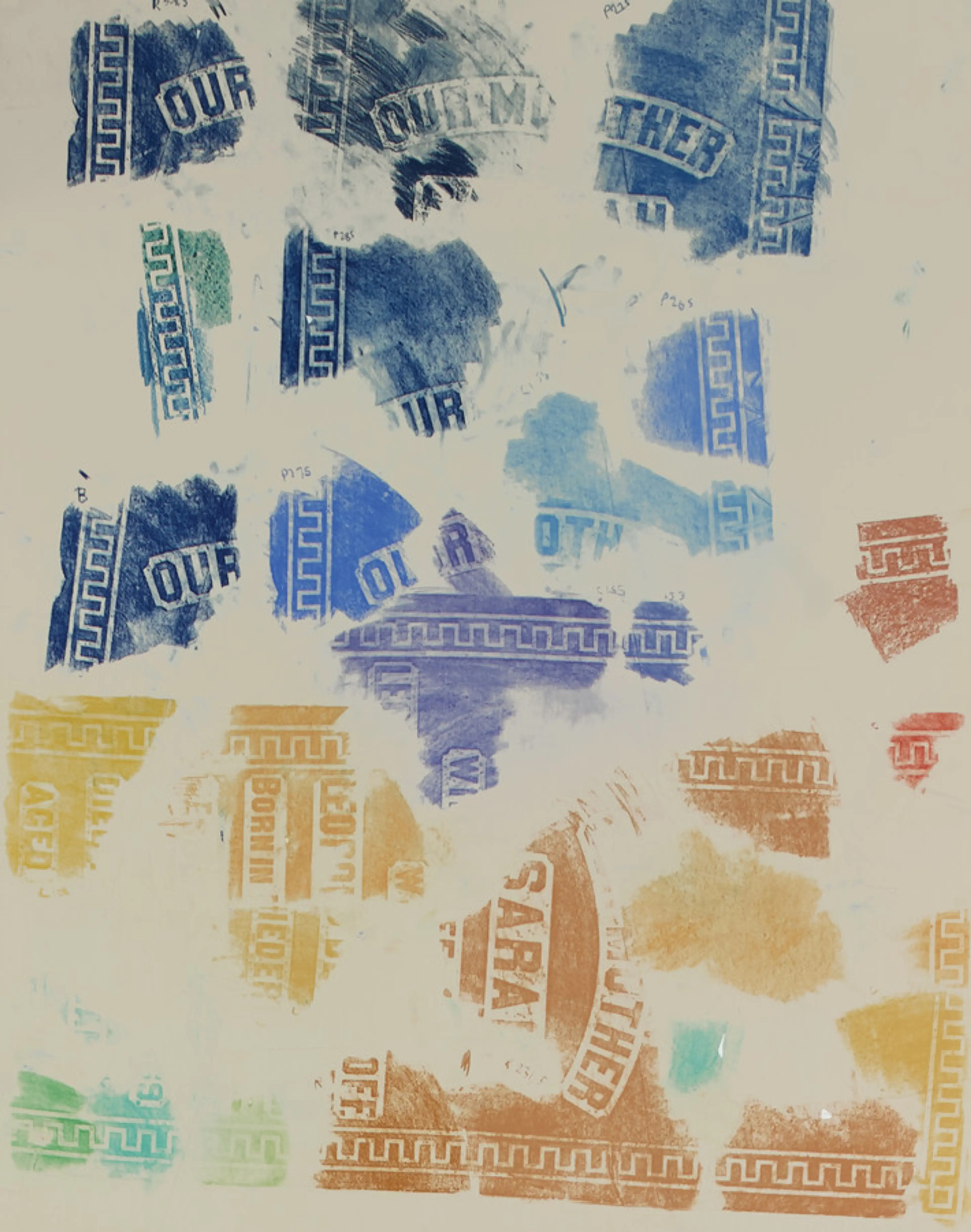 Color Options for April 24, 2013 [detail] Soft pastel, oil pastel, and rubbing wax on newsprint mounted onto paper Courtesy Carmelle Safdie