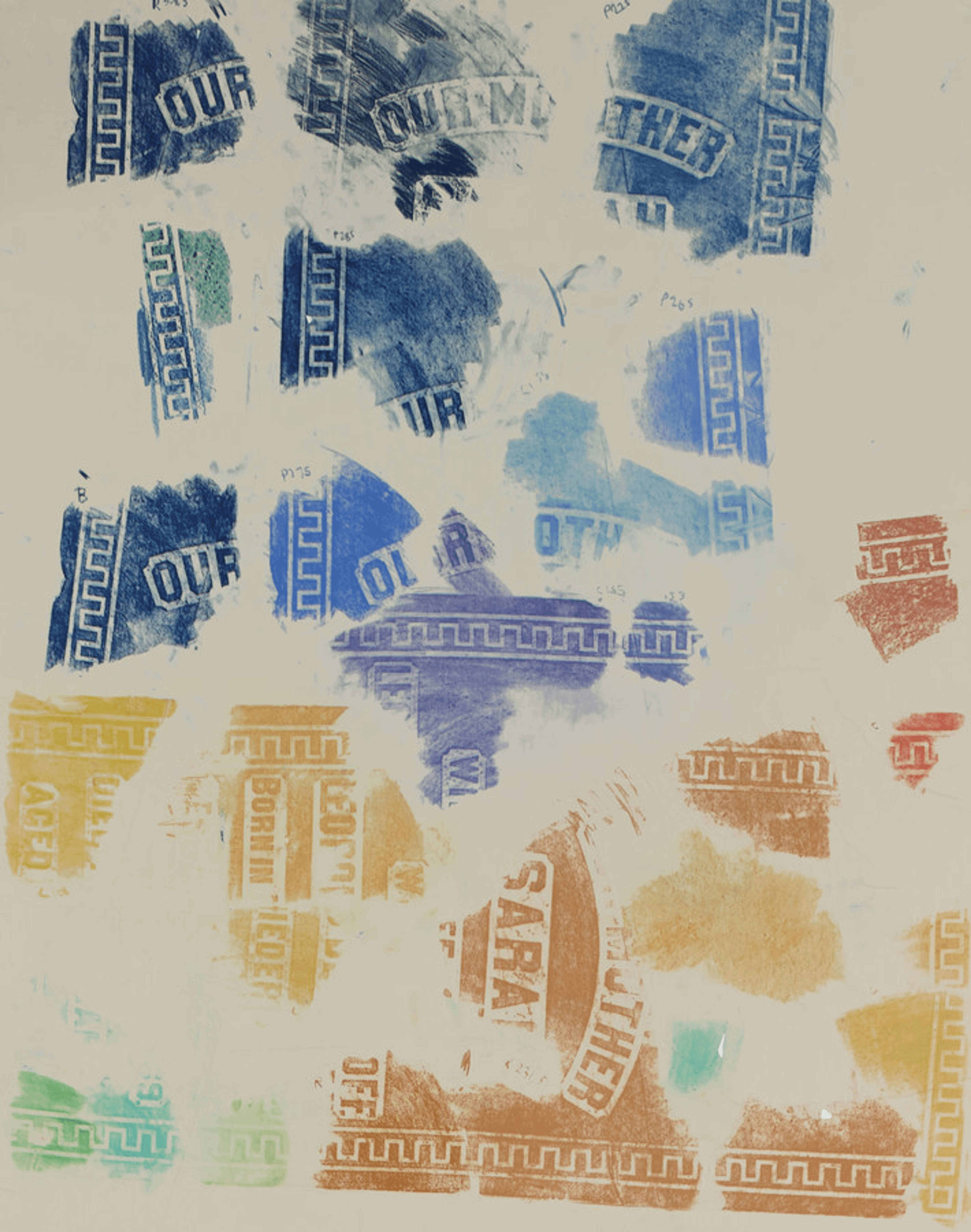 Color Options for April 24, 2013 [detail] Soft pastel, oil pastel, and rubbing wax on newsprint mounted onto paper Courtesy Carmelle Safdie