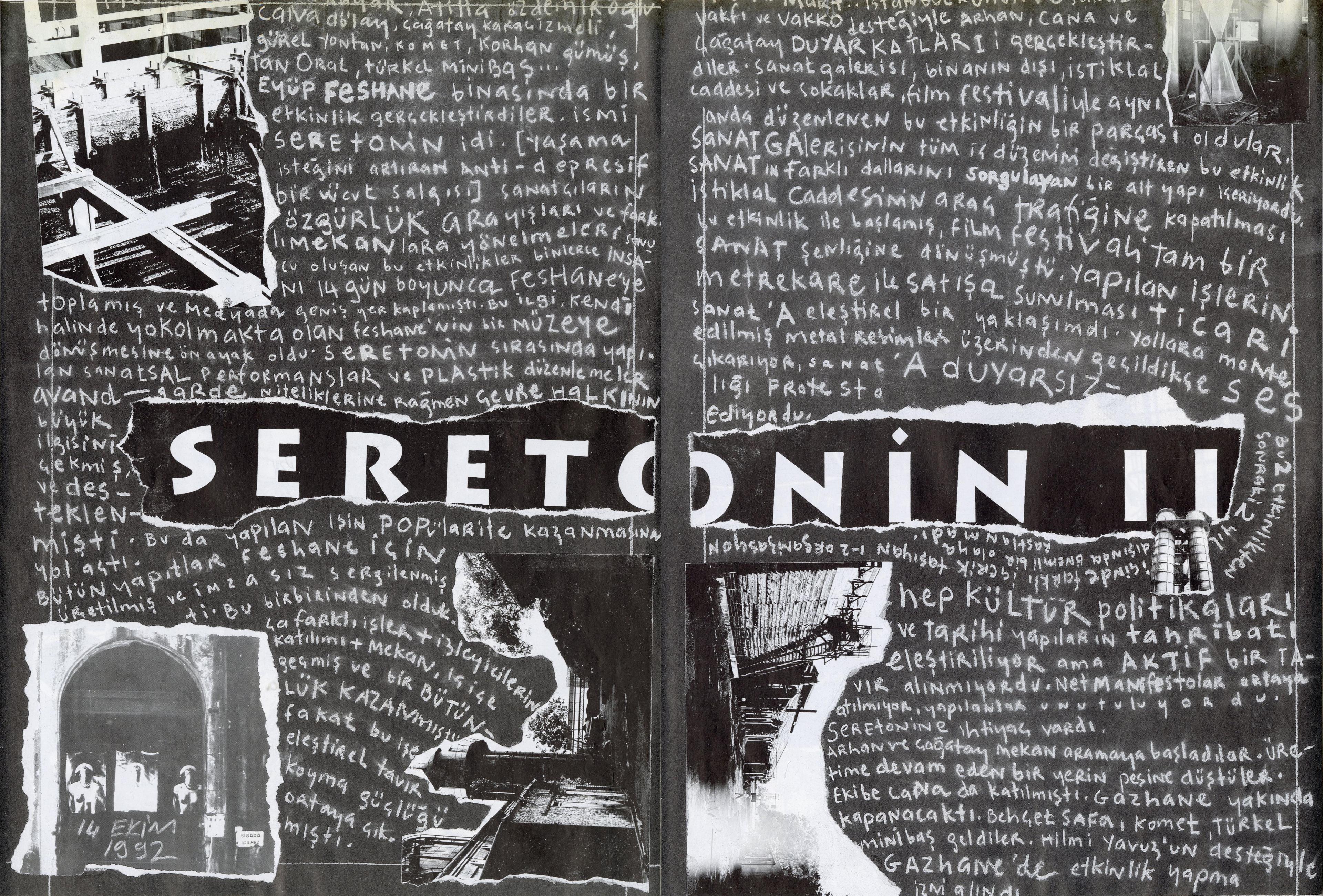 Seretonin II (Yedikule Gazhanesi, İstanbul, 1992), broşür, Tasarım , Sayı: 29, Kasım 1992 Salt Araştırma, Sergi Arşivi Çağatay Karaçizmeli’nin izniyle