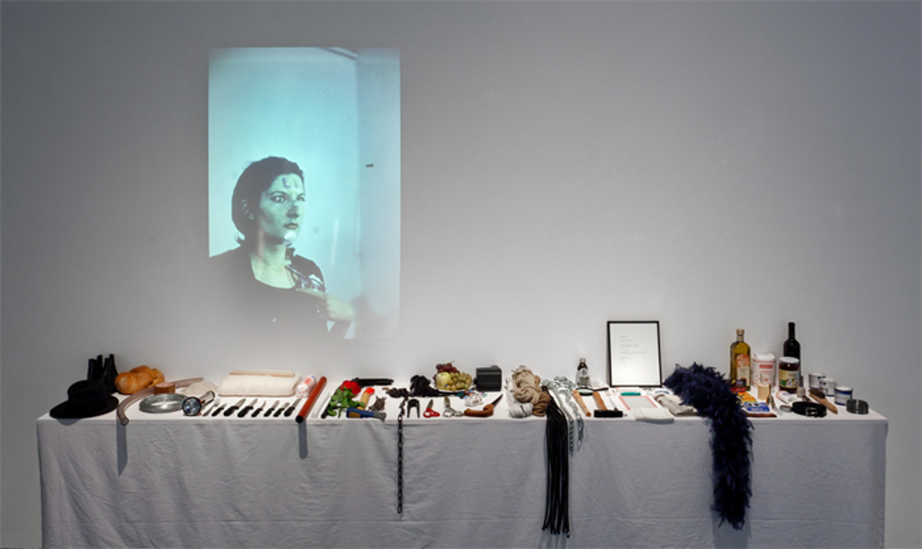 Marina Abramović, Rhythm 0 Installation photograph from: Museum of Parallel Narratives - In the framework of L’Internationale Museu d’Art Contemporani de Barcelona, 2011 Photograph: Rafael Vargas