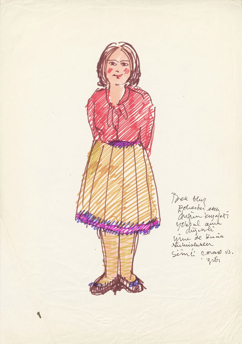14 Karw1576010 Gülsün Karamustafa’nın <i>Bir Yudum Sevgi</i> (1984) filmi için hazırladığı kostüm taslakları<br />
Salt Araştırma, Gülsün Karamustafa Arşivi