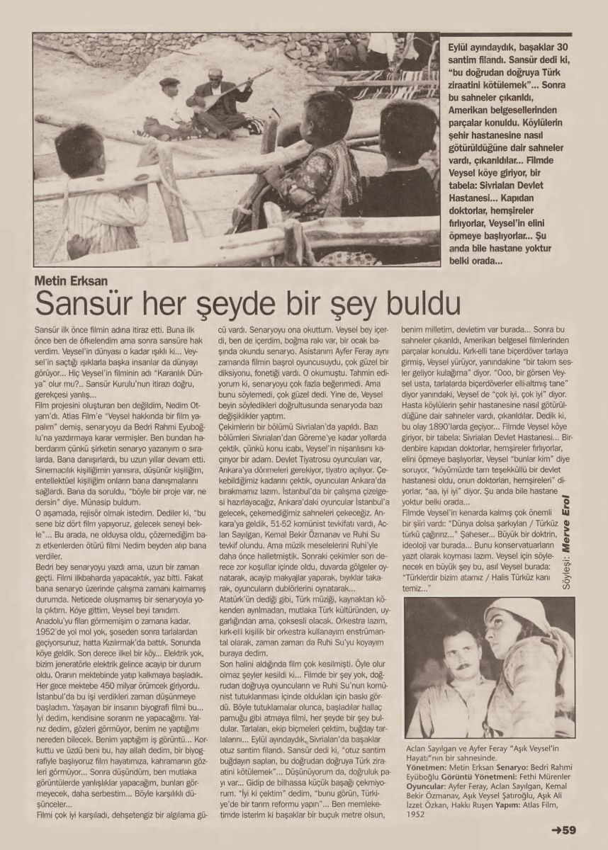 20 Roll 1998 017 Metin Erksan, “Sansür her şeyde bir şey buldu”, <i>Roll</i>, Sayı: 17, Mart 1998 