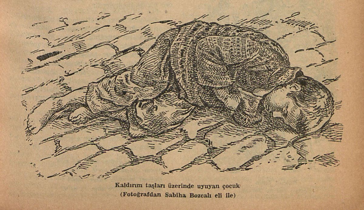 2 Iam0800664059 Sabiha Bozcalı’nın kimsesiz çocuklara dair bir çizimi, <i>İstanbul Ansiklopedisi</i>, Cilt: 8, 1966, s. 4059<br />
Salt Araştırma ve Kadir Has Üniversitesi, Reşad Ekrem Koçu ve İstanbul Ansiklopedisi Arşivi<br />