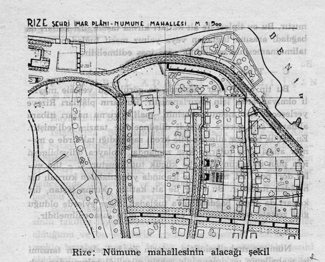 41 Rize Imar Plan Bahceli Evler Numune Mahallesi (Rize) imar planı, <i>Arkitekt</i>, Sayı: 183-184, 1947, s. 99<br /><br />
