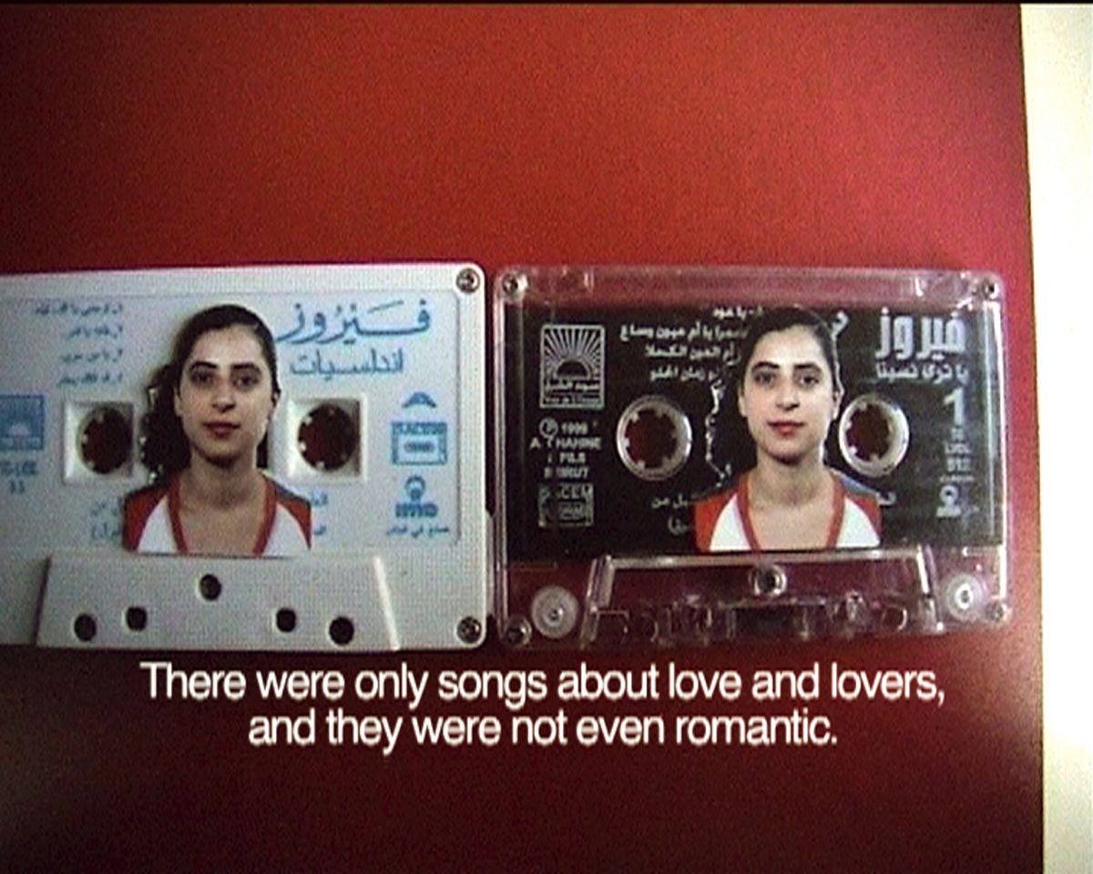 Mounira Al Solh, Rawane's Song, 2006, video still Courtesy of the artist and Galerie Sfeir-Semler, Beirut/Hamburg Mounira Al Solh, <i>Rawane's Song</i> [<i>Rawane'nin Şarkısı</i>], 2006, videodan görüntü
Sanatçının ve Galerie Sfeir-Semler, Beirut/Hamburg'un izniyle