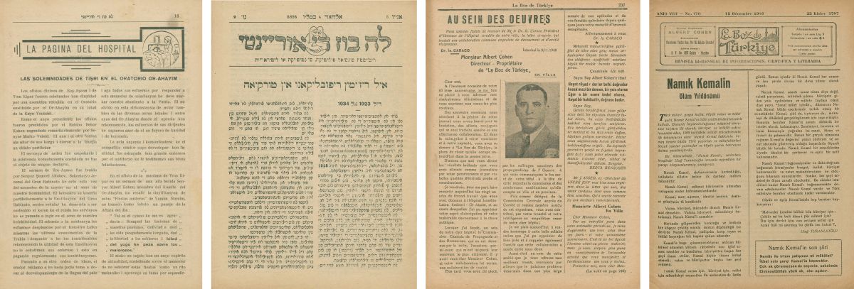 5 Merged <i>La Boz de Türkiye</i>’nin çeşitli sayılarındaki Ladino, Yidiş, Fransızca ve Türkçe sayfalardan bir seçki<br />
Salt Araştırma, Basın Arşivi<br />