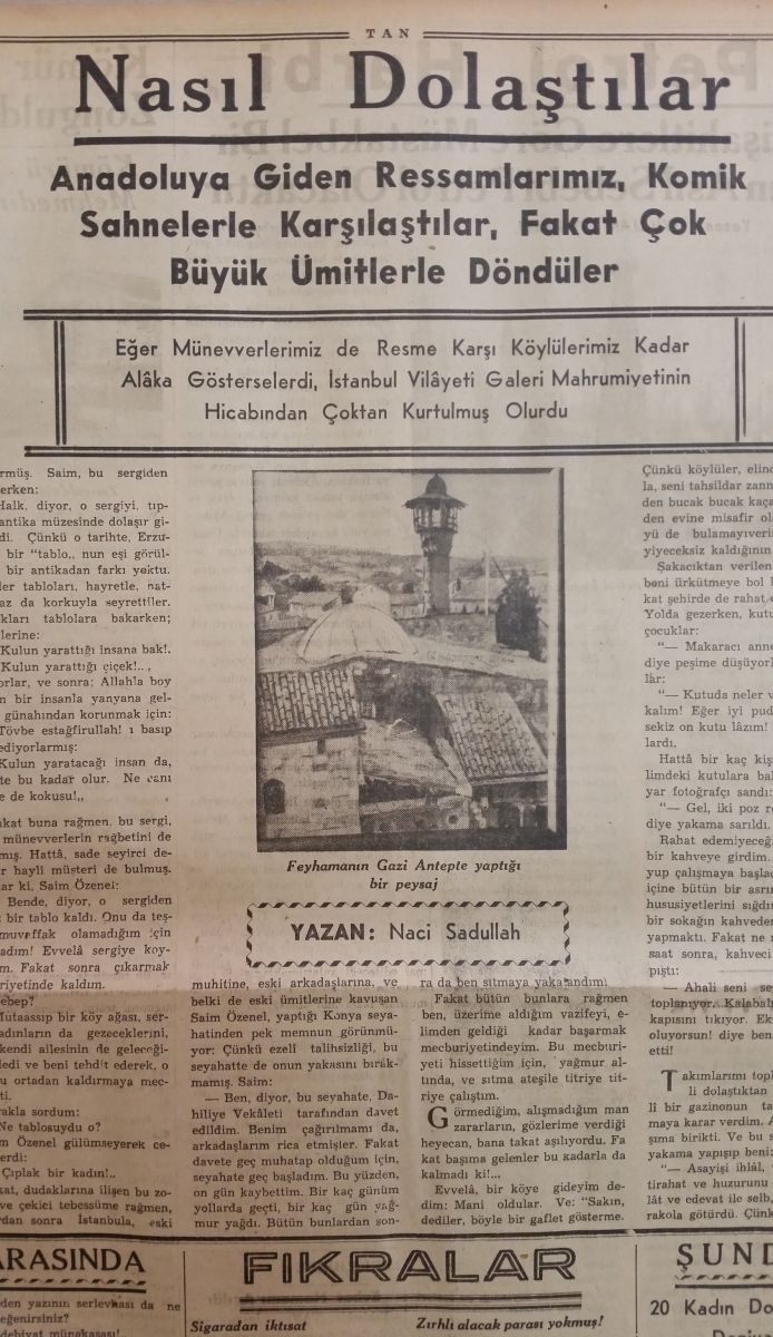 5 Tan Gazetesi Kupur Nasl Dolastlar Naci Sadullah, “Nasıl Dolaştılar”, <i>Tan</i>, 9 Kasım 1938, s. 7