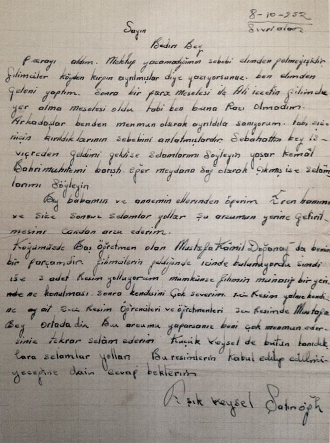 6 1952 10 08 Ask Veysel In Bedri Rahmi Eyuboglu Na Mektubu 01 Âşık Veysel’in Bedri Rahmi Eyüboğlu’na mektubu, 8 Ekim 1952<br /><br />
