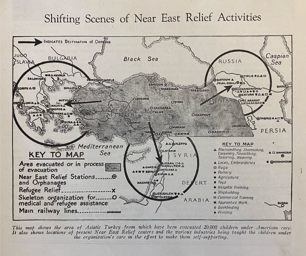 7 The New Near East Shifting Scenes Of Near East Relief Activities Görsel 7 “Shifting Scenes of Near East Relief Activities” [Yakın Doğu Yardım Heyeti’nin Yeni Konumları], <i>The New Near East</i>, Kasım 1923<br />
Rockefeller Archive Center, Near East Foundation Records, Accessions 2009:104, RG1, FA406, Series 10, Box 168