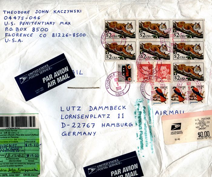 Letter from Ted Kaczynski to Lutz Dammbeck                                                                                                                                                                                                                      Ted Kaczynski'den Lutz Dammbeck'e gönderilmis mektup