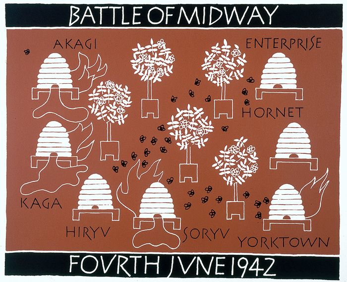 Ian Hamilton Finlay Ian Hamilton Finlay, <i>Battle of Midway II</i> [İkinci Midway Muharebesi], 1977
Van Abbemuseum Koleksiyonu, Eindhoven, Hollanda
Peter Cox. Eindhoven, Hollanda