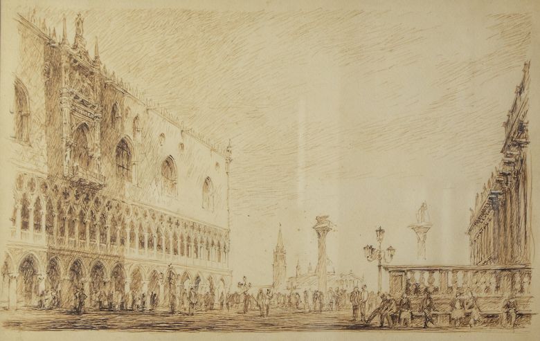 Eldem Palazzoducale Sanmarco Meydani 1952 Nezih Eldem, Palazzo Ducale ve San Marco Meydanı (Venedik) çizimi, tahminen 1952
SALT Araştırma Nezih Eldem Arşivi