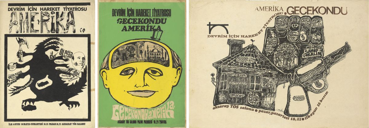 Gorsel 15 Sadık Karamustafa’nın tasarladığı DİHT afişleri, 1969<br />
Salt Araştırma, Sadık Karamustafa Arşivi<br />