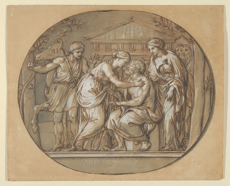 Gorsel Anton Raphael Mengs, <i>Oedipus, kızları Antigone ve İsmene ile Cehennem Tapınağı önünde</i>, 1760-61 (New York: The Metropolitan Museum of Art, CC0 1.0 lisansı altında)