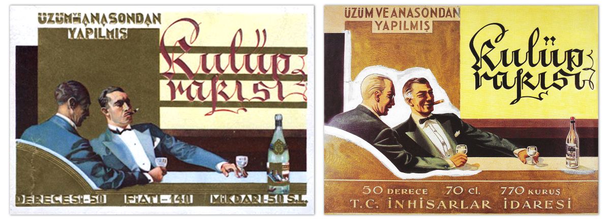 Gorsel30 1940lar Eski Ve Yeni Kulup Rakisi Eski ve yeni Kulüp Rakısı etiketleri, 1938-1945